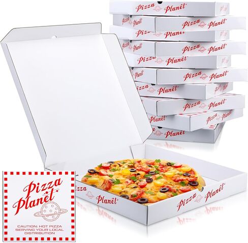 10 Pack Corrugated Pizza Planet Box 16 x 16 Inch Large Pizza Planet Boxes Bulk for Cake Cookies Food White Pizza Planet Decorations for Inspired Story Party Favor in Saudi Arabia