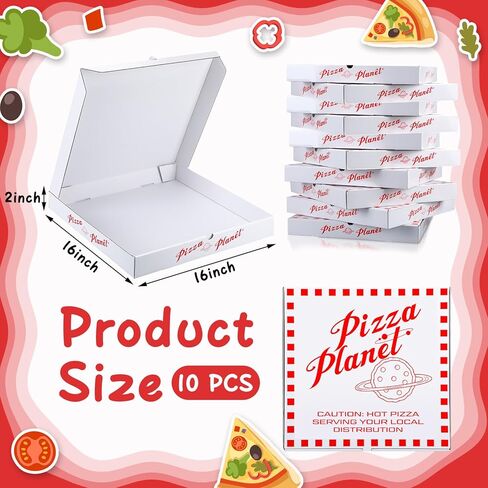 10 Pack Corrugated Pizza Planet Box 16 x 16 Inch Large Pizza Planet Boxes Bulk for Cake Cookies Food White Pizza Planet Decorations for Inspired Story Party Favor in Saudi Arabia