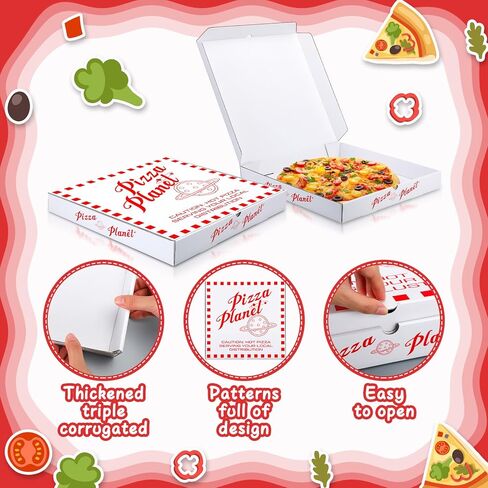 10 Pack Corrugated Pizza Planet Box 16 x 16 Inch Large Pizza Planet Boxes Bulk for Cake Cookies Food White Pizza Planet Decorations for Inspired Story Party Favor in Saudi Arabia