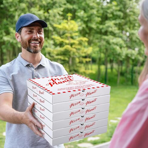 10 Pack Corrugated Pizza Planet Box 16 x 16 Inch Large Pizza Planet Boxes Bulk for Cake Cookies Food White Pizza Planet Decorations for Inspired Story Party Favor in Saudi Arabia