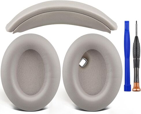 SOULWIT Ear Pads Cushions + Headband, Replacement Kit for Sony WH-1000XM4 (WH1000XM4) Over-Ear Headphones, Replacement Headstrap Pad & Earpads Repair Part - Black in Saudi Arabia