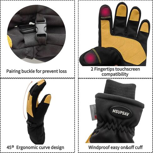 Winter Gloves,Ski Gloves,Waterproof Snowboard Gloves,Gloves for Cold Weather,Skiing&Snowboarding,Fits Men & Women,Winter Warm Gifts in Saudi Arabia