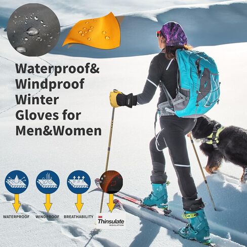 Winter Gloves,Ski Gloves,Waterproof Snowboard Gloves,Gloves for Cold Weather,Skiing&Snowboarding,Fits Men & Women,Winter Warm Gifts in Saudi Arabia