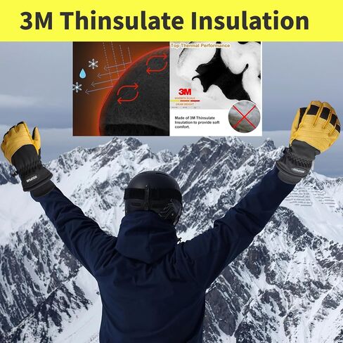 Winter Gloves,Ski Gloves,Waterproof Snowboard Gloves,Gloves for Cold Weather,Skiing&Snowboarding,Fits Men & Women,Winter Warm Gifts in Saudi Arabia