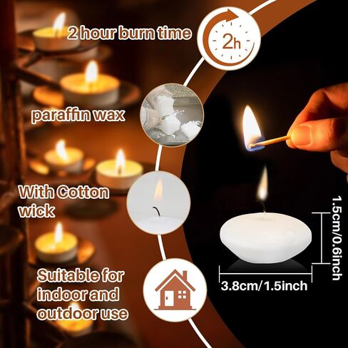 White Floating Candles - 30 PCS Small Floating Candles for Centerpieces Unscented Dripless Wax Burning for Home Decorations, Weddings, Parties, Holiday, Special Occasions and Christmas in Saudi Arabia
