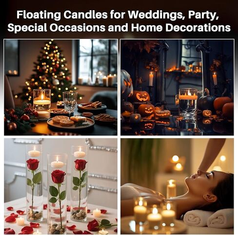 White Floating Candles - 30 PCS Small Floating Candles for Centerpieces Unscented Dripless Wax Burning for Home Decorations, Weddings, Parties, Holiday, Special Occasions and Christmas in Saudi Arabia