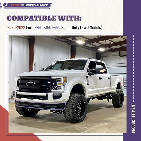 HECASA الأمامية السفلى من الوفير المتوافق المتوافق مع 2020-2022 FORD F250 F350 F450 Super Duty (2WD) Deflector FaLance Dam Air Black Plack for LC3Z-17626-BA FO1095293 LC3Z17626BA in Kuwait