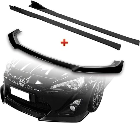 Q1-TECH, 9-Piece Front Bumper Lip & Side Skirt Extensions Diffuser Compatible with 2013-2016 Scion FR-S FRS/Toyota 86 / FT86 / GT86, Front Lip Spoiler Air Chin Body Splitter ABS (Painted Black) in Kuwait