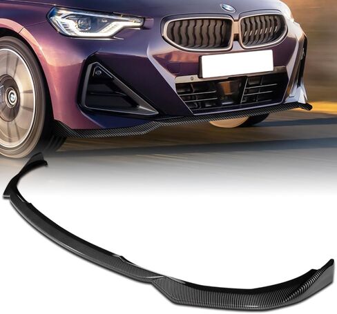 Q1-TECH, 5-Piece Front Bumper Lip+Side Skirt Rocker Winglet Canard Diffuser Wing Compatible with BMW G42 2-Series 220i 230i M240i M-Sport Bumper (2022-2025) Front Spoiler Splitter (Painted Carbon) in Kuwait