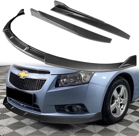 Q1-TECH, 5-Piece Front Bumper Lip + Side Skirt Rocker Winglet Canard Diffuser Wing Compatible with Chevrolet Chevy Cruze 2011-2014, Front Bumper Lip Spoiler Air Chin Body Splitter (Painted White) in Saudi Arabia