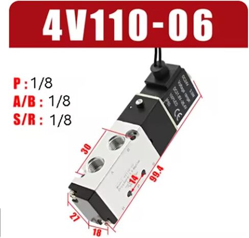 4V110-06 1/8 Air Solenoid Valve 5 Way Port 2 Position Gas Pneumatic Electric Magnetic Valves DC12V 24V 110V 220V(Wire w PC401,DC12V) in Saudi Arabia