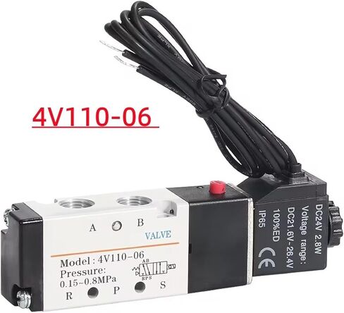 4V110-06 1/8 Air Solenoid Valve 5 Way Port 2 Position Gas Pneumatic Electric Magnetic Valves DC12V 24V 110V 220V(Wire w PC401,DC12V) in Saudi Arabia