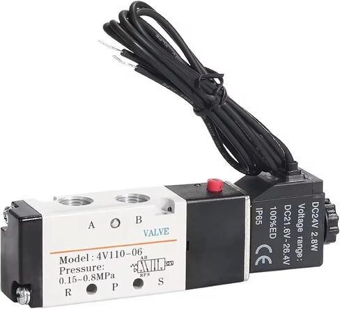 4V110-06 1/8 Air Solenoid Valve 5 Way Port 2 Position Gas Pneumatic Electric Magnetic Valves DC12V 24V 110V 220V(Wire w PC401,DC12V) in Saudi Arabia