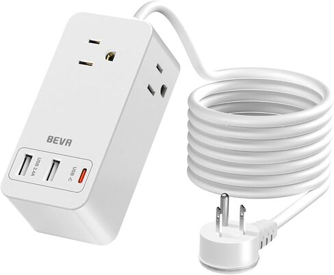 أساسيات الرحلات البحرية، شريط طاقة مدمج مع 3 منافذ متباعدة على نطاق واسع و3 منافذ USB (1 USB C)، محطة شحن محمولة بسلك تمديد بطول 5 أقدام، عالمية لسفينة الرحلات البحرية والسفر والمنزل والمكتب والنوم، مدرجة في قائمة ETL in Kuwait