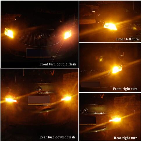 YM E-Bright 1156 BA15S 180 degree P21W Led Turn Signal Bulb 1141 7506 Front Rear Light, Canbus Error Free With Resistors, Amber/Yellow, 2800Lumen 3014 Chipset 144SMD (Pack of 2) in Saudi Arabia
