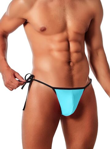 MIZOK Men's Side Tie Swim Bikini Sexy Beach Thong Hip Tie Swimsuit in Saudi Arabia