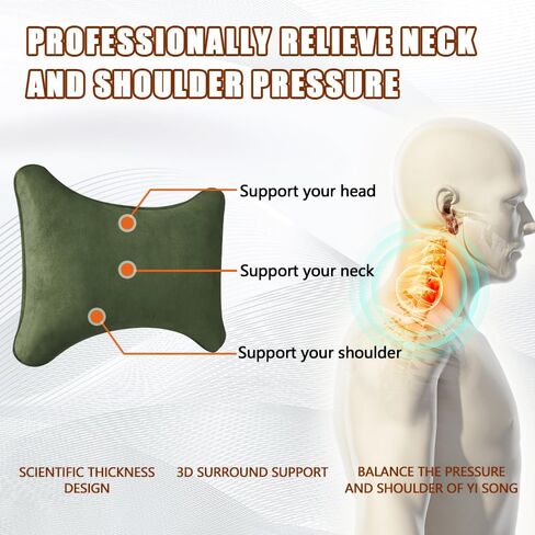 Car Headrest Pillow, Soft Comfortable Memory Foam Automotive Neck Pillow Cushion for Neck Pain Pressure Relief, Universal Car Interior Accessories for SUV, Sedan, Truck (Dark Green) in Saudi Arabia