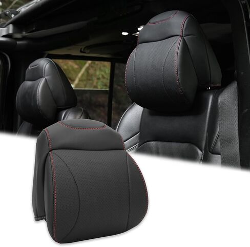 MAIKER Neck Pillows Compatible with Jeep Wrangler JL 4 Door 2018-2024 Gladiator JT Softness Driver Front Seat Headrest Pillow 100% Memory Foam and Breathable Removable Cover, Red Side Rope, 1pc in Saudi Arabia