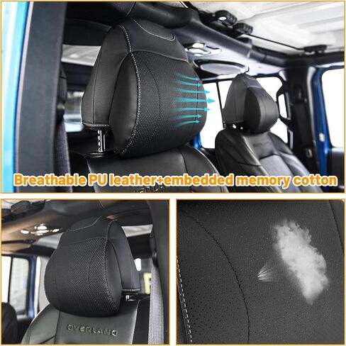 MAIKER Neck Pillows Compatible with Jeep Wrangler JL 4 Door 2018-2024 Gladiator JT Softness Driver Front Seat Headrest Pillow 100% Memory Foam and Breathable Removable Cover, Red Side Rope, 1pc in Saudi Arabia