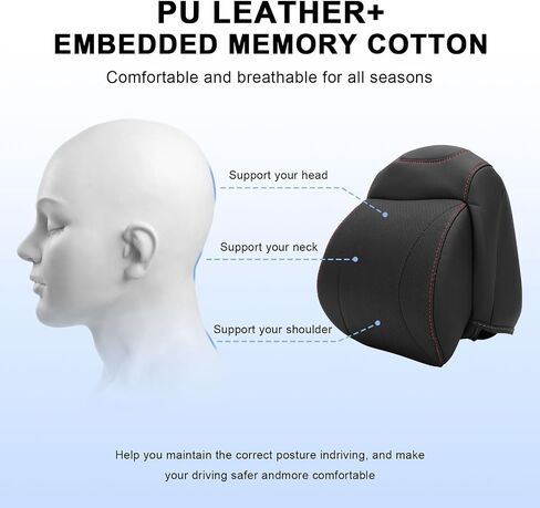 MAIKER Neck Pillows Compatible with Jeep Wrangler JL 4 Door 2018-2024 Gladiator JT Softness Driver Front Seat Headrest Pillow 100% Memory Foam and Breathable Removable Cover, Red Side Rope, 1pc in Saudi Arabia
