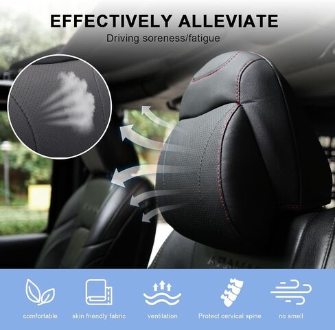 MAIKER Neck Pillows Compatible with Jeep Wrangler JL 4 Door 2018-2024 Gladiator JT Softness Driver Front Seat Headrest Pillow 100% Memory Foam and Breathable Removable Cover, Red Side Rope, 1pc in Saudi Arabia