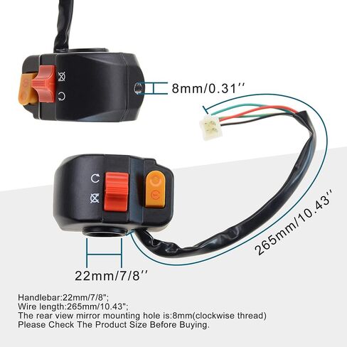 GOOFIT Universal 7/8" Right Handlebar Mount Headlight Switch Button with Ignition Switch Replacement for Motorcycles Electric Bike ATVs Scooters and Snowmobiles in Saudi Arabia
