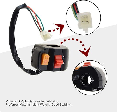 GOOFIT Universal 7/8" Right Handlebar Mount Headlight Switch Button with Ignition Switch Replacement for Motorcycles Electric Bike ATVs Scooters and Snowmobiles in Saudi Arabia