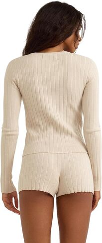Women's Soft Knit Ribbed Long Sleeve Cardigan Top in Saudi Arabia