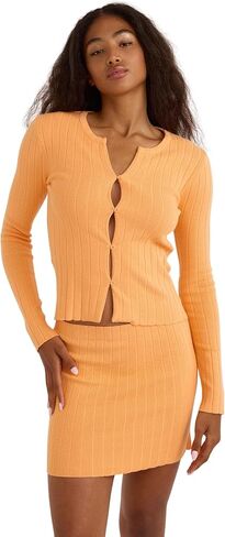 Women's Soft Knit Ribbed Long Sleeve Cardigan Top in Saudi Arabia