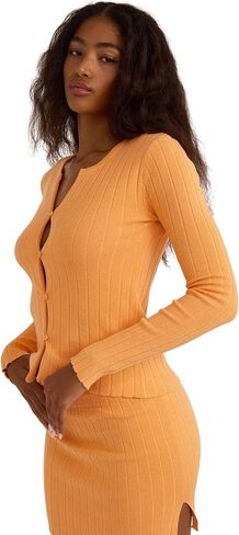 Women's Soft Knit Ribbed Long Sleeve Cardigan Top in Saudi Arabia