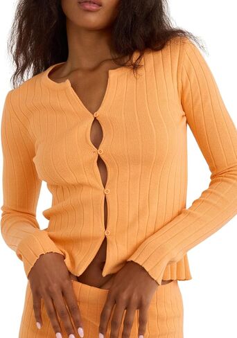 Women's Soft Knit Ribbed Long Sleeve Cardigan Top in Saudi Arabia
