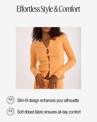 Women's Soft Knit Ribbed Long Sleeve Cardigan Top in Saudi Arabia