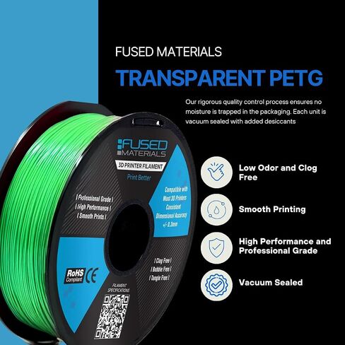 PETG 3D Printer Filament Fused Materials Purple - 1kg Spool, 1.75mm, Dimensional Accuracy +/- 0.03 mm, (Purple) in Saudi Arabia