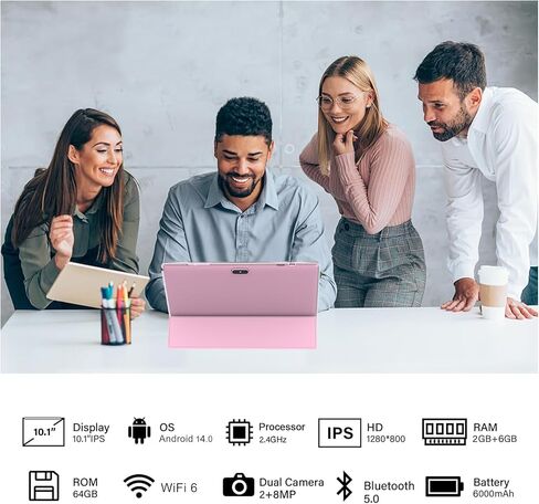 تابلت أندرويد، كمبيوتر لوحي 10 بوصة 2 جيجابايت + 32 جيجابايت يدعم 512 جيجابايت توسيع، كاميرا مزدوجة 2 ميجابكسل و8 ميجابكسل، شاشة IPS 1280 × 800، واي فاي، بلوتوث، 6000 مللي أمبير، تابلت معتمد من Google GMS، أصفر in Kuwait