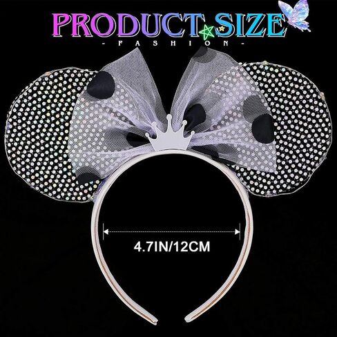 JONKY Light Up Mouse Ears Headband Sequin Princess Hair Bow Costume Hair Accessories for Women and Girls in Saudi Arabia