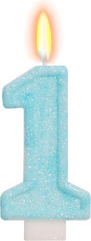 Blue Birthday Candles - Number 1 Candle for 1st Birthday Decorations Boy Girl, Sky Blue Cake Decorations Sweet Ice Cream Theme Party Supplies in Kuwait