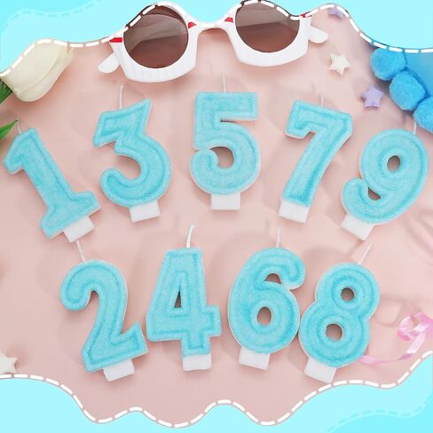 Blue Birthday Candles - Number 1 Candle for 1st Birthday Decorations Boy Girl, Sky Blue Cake Decorations Sweet Ice Cream Theme Party Supplies in Kuwait
