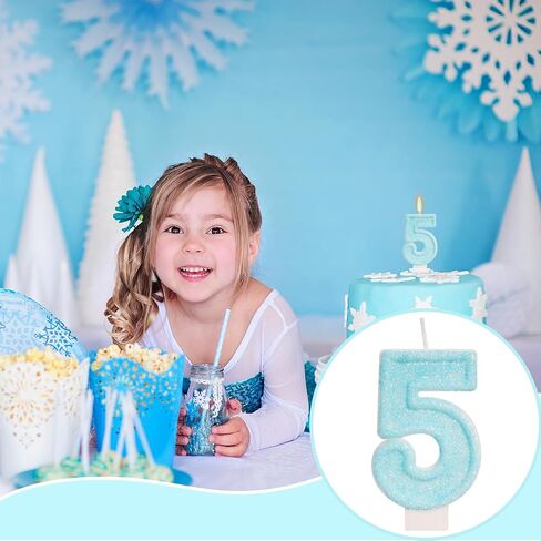 Blue Birthday Candles - Number 1 Candle for 1st Birthday Decorations Boy Girl, Sky Blue Cake Decorations Sweet Ice Cream Theme Party Supplies in Kuwait