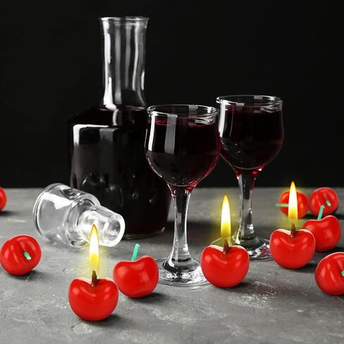 15 Pcs Cherry Shaped Birthday Candles Cute Fruit Shaped Candles Mini Cherry Party Favors Decorative Cake Decorations Soy Wax Cupcake Toppers for Birthday Wedding Gift Table Party Supplies in Saudi Arabia