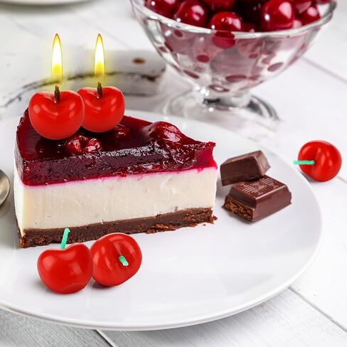 15 Pcs Cherry Shaped Birthday Candles Cute Fruit Shaped Candles Mini Cherry Party Favors Decorative Cake Decorations Soy Wax Cupcake Toppers for Birthday Wedding Gift Table Party Supplies in Saudi Arabia