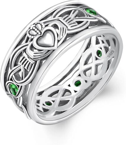 Claddagh Celtic Knot Band Rings for Men Women 925 Sterling Silver Irish Claddagh Ring For Women Men in Saudi Arabia