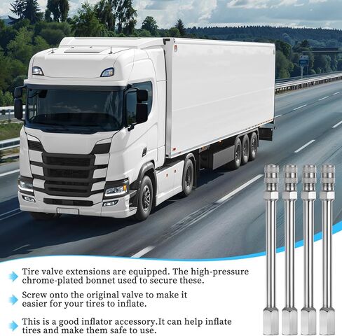 4 PCS صمام تمديد الجذعية ، 4inch 100 مم صمام الإطارات صمام الإطارات امتداد ، صمام العجلة امتداد القضيب قبعات الجذعية لسيارات الشاحنات الدراجات النارية RV. in Kuwait