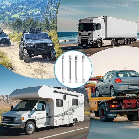 4 PCS صمام تمديد الجذعية ، 4inch 100 مم صمام الإطارات صمام الإطارات امتداد ، صمام العجلة امتداد القضيب قبعات الجذعية لسيارات الشاحنات الدراجات النارية RV. in Kuwait