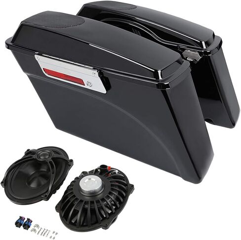 Vivid Black Hard Saddlebag w/5 x 7 inch speaker Lids (Speakers Included) For 1993-2013 Harley Davidson Touring Road Glide FLTRX Electra Glide FLHT Road King FLHR Street Glide FLHX models in Kuwait