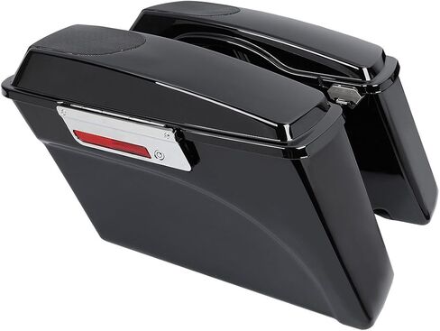 Vivid Black Hard Saddlebag w/5 x 7 inch speaker Lids (Speakers Included) For 1993-2013 Harley Davidson Touring Road Glide FLTRX Electra Glide FLHT Road King FLHR Street Glide FLHX models in Kuwait
