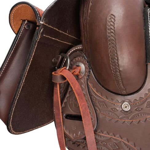 Schneiders Tooled Leather Trail Horn Bag | Durable Hand-Tooled Argentine Leather | Convenient Trail Storage for Essentials | Perfect for Western Saddles in Saudi Arabia