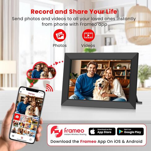 Frameo Wifi Digital Picture Frame, Smart Cloud Electronic Photo Frame with 10.1 Inch HD IPS Touch Screen 32GB Storage Auto Rotate Wall Mountable Share Photos/Videos from Phone Anytime Anywhere in Saudi Arabia