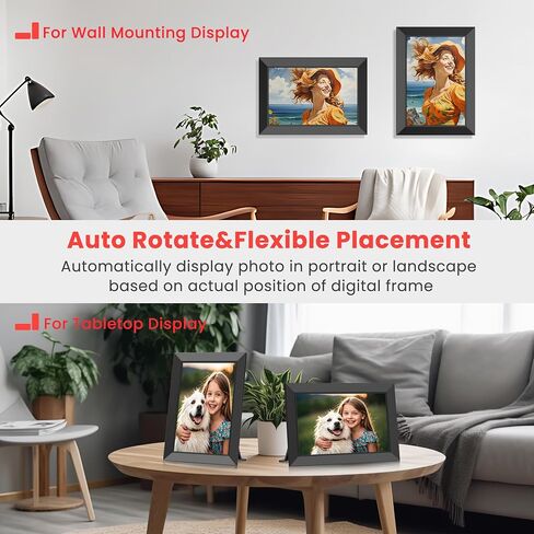 Frameo Wifi Digital Picture Frame, Smart Cloud Electronic Photo Frame with 10.1 Inch HD IPS Touch Screen 32GB Storage Auto Rotate Wall Mountable Share Photos/Videos from Phone Anytime Anywhere in Saudi Arabia