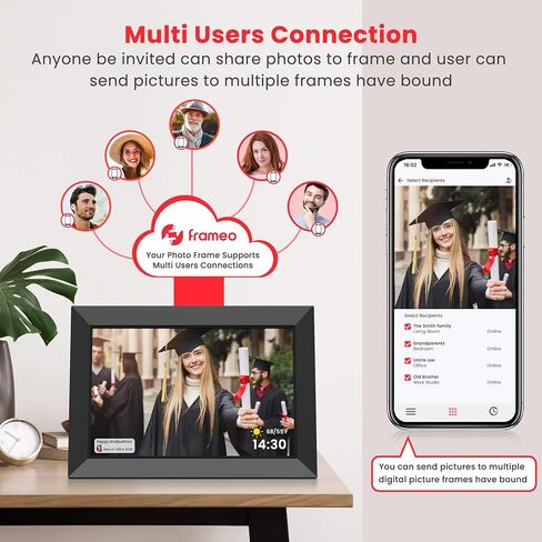 Frameo Wifi Digital Picture Frame, Smart Cloud Electronic Photo Frame with 10.1 Inch HD IPS Touch Screen 32GB Storage Auto Rotate Wall Mountable Share Photos/Videos from Phone Anytime Anywhere in Saudi Arabia