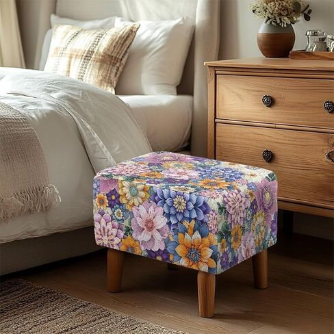Ottoman Cover Rectangle Butterfly Washable Removable Small Ottoman Slipcover 33X30X15 Inch Form Fit Elastic Protector Covers for Foot Stool Folding Storage Furniture in Kuwait